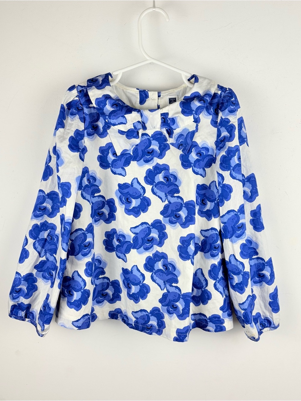 Janie and Jack Starry Night Blue Floral Bow Button Lined Blouse Shirt VHTF Chic